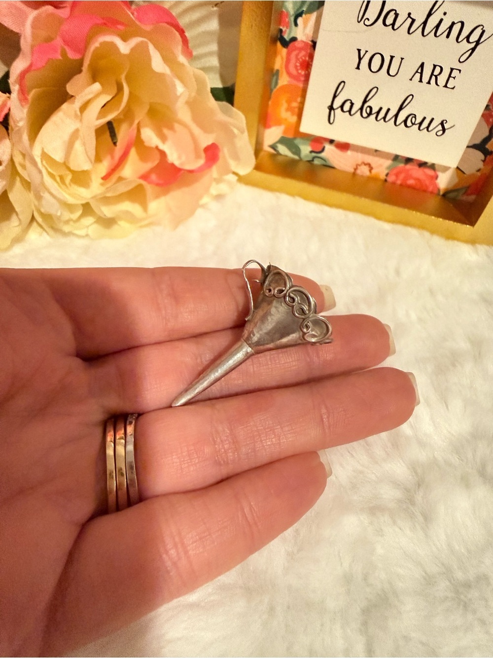 Vintage Sterling Silver Perfume Funnel Floral 925 Mini Antique Vanity Tool - Picture 2 of 10